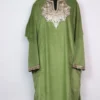 Green Kashmiri Velvet Loose Pheran with Iqra Zari Tilla Work
