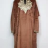 Iqra Zari Tilla Work Loose Brown Pheran in Kashmiri Velvet