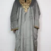 Iqra Kashmiri Loose Dark Grey Velvet Pheran in Zari Tilla Work