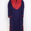 Royal Blue Rida Cashmilon Wool Pheran with Aari Embroidery