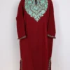 Nadiya Cashmilon Wool Maroon Pheran with Aari Work