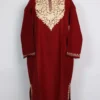 Fiza Cashmilon Wool Maroon Pheran Zeenat with Aari Work