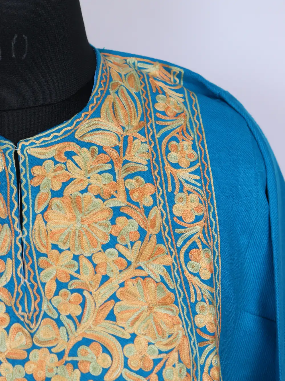 Shazia Sky Blue Cashmilon Wool Pheran with Aari Work Shazia - Image 2