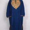 Dark Blue Cashmilon Wool Pheran Huza with Aari Work