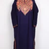 Dark Blue Inam Cashmilon Wool Pheran with Aari Work