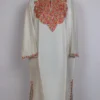 Barjees White Cashmilon Wool Pheran with Aari Work