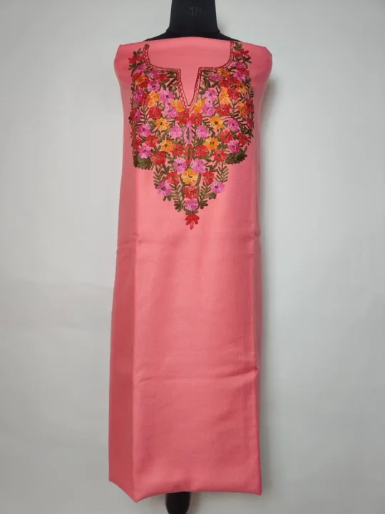 Sobia Cashmilon Wool 3pc Pink Salwar Suit with Aari Embroidery