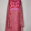 Pink 3pc Unstitched Mehreen Suit in Cashmilon Wool with Aari Work