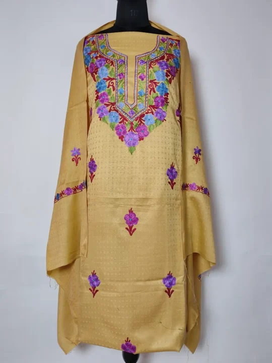 3pc Brown Woolen Kiran Suit in Cashmilon Wool with Aari Work