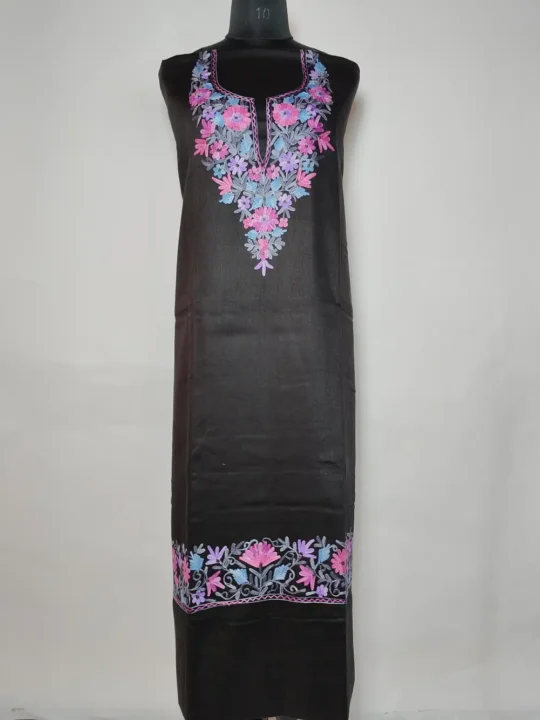 Cashmilon Black Nazia 2pc Woolen Salwar Suit with Aari Embroidery