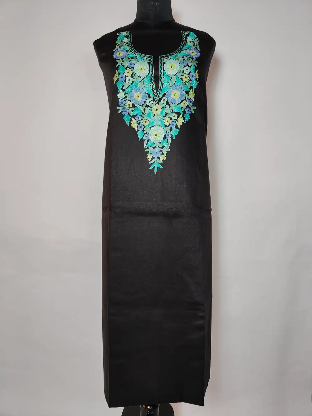 Cashmilon Black 2pc Unstitched Suit Fabric with Aari Embroidery - Image 2