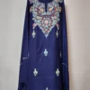 3pc Dark Blue Unstitched Woolen Suit Fabric with Aari Embroidery