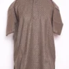 Kashmiri Imran Boys Check Pheran in Dark Brown Tweed Wool (8-9 years)