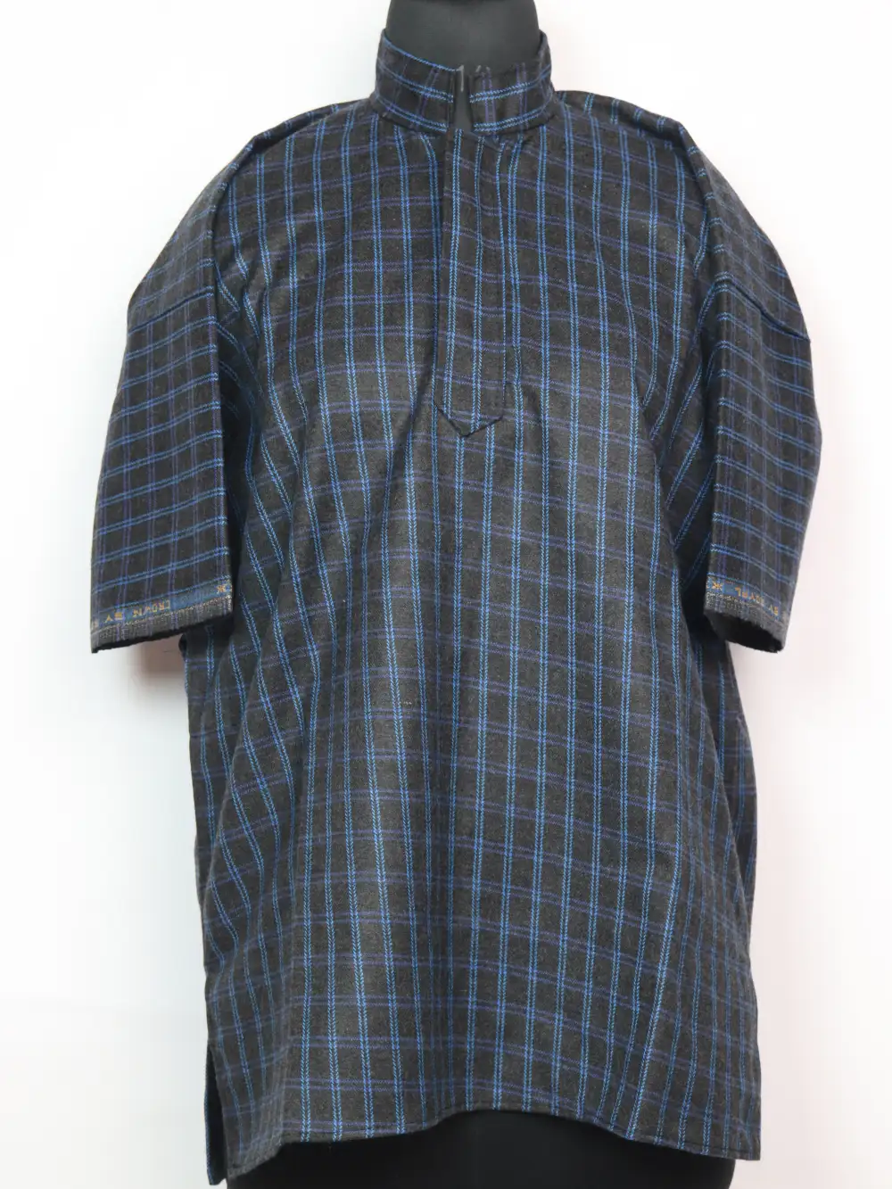 Faiz Kashmiri Boys Check Pheran in Black Tweed Wool (8-9 years)