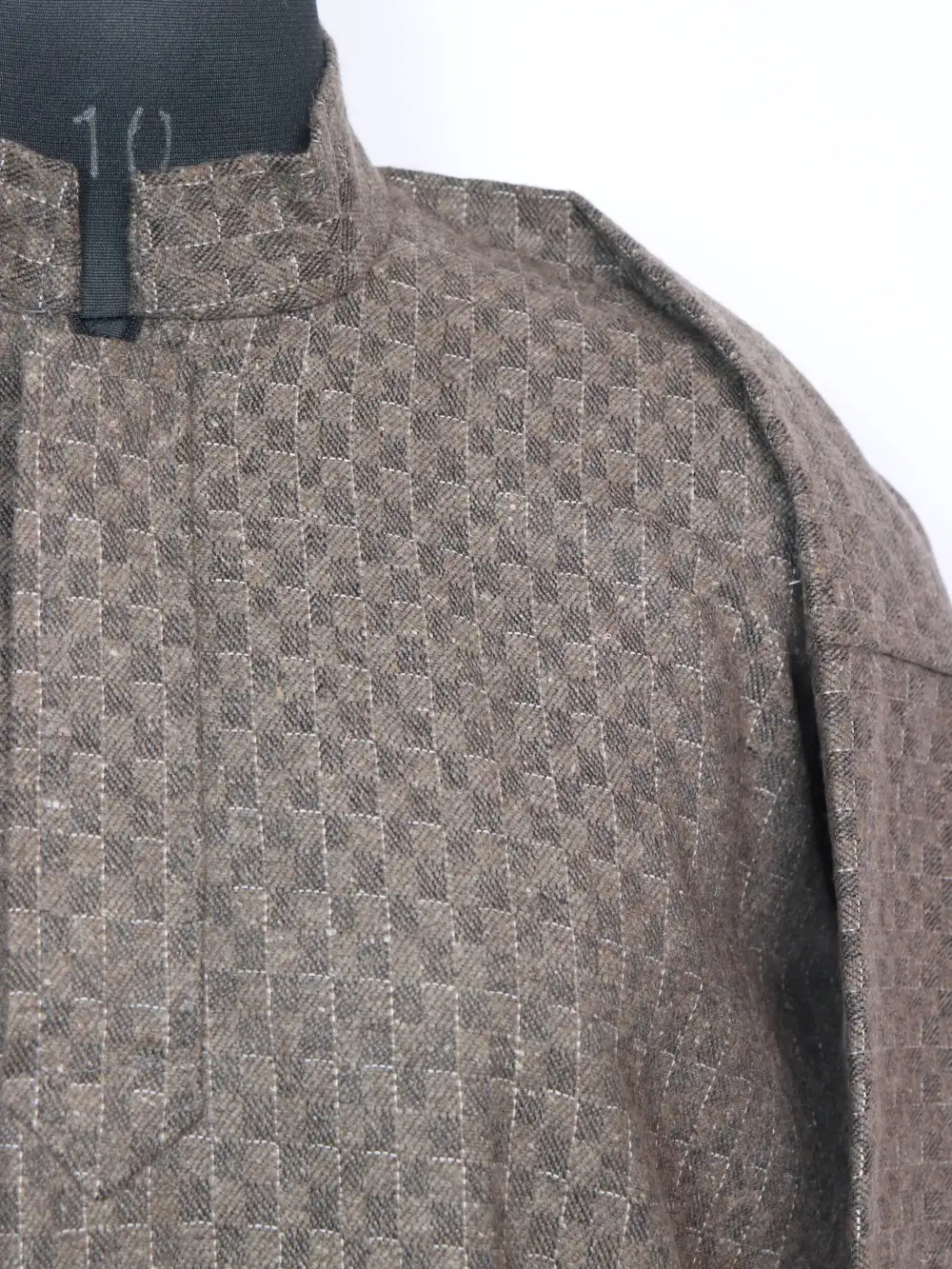 Omar Light Grey Kashmiri Check Pheran in Tweed Wool for Boys (8-9 years) - Image 2