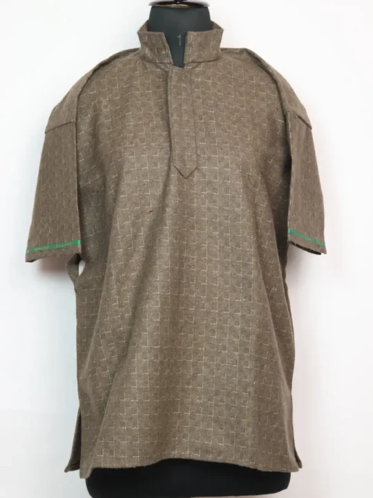 Kids Kashmiri Check Bilal Light Brown Pheran in Tweed Wool (8-9 years)
