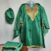 Dark Green Velvet Kids 4pc Pheran Set with Zari Tilla Work (2-3 years)