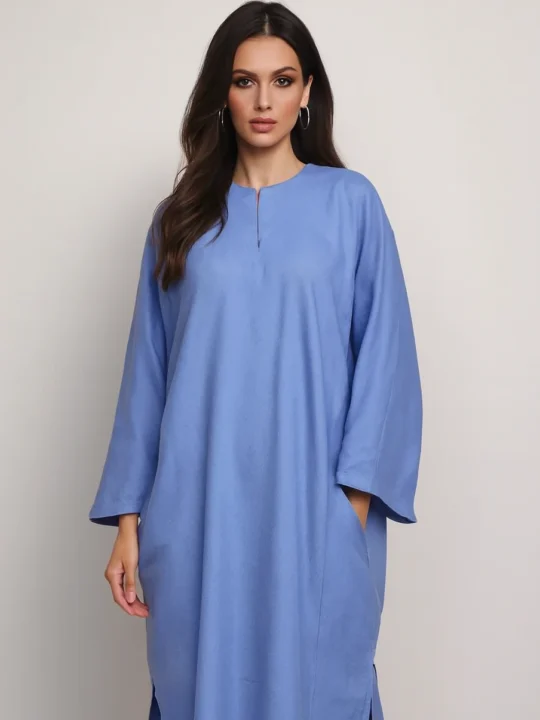 Powder Blue Sitara Plain Cashmilon Pheran