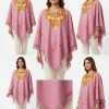 Pink Poncho in Cashmilon Wool Gousia with Aari Embroidery
