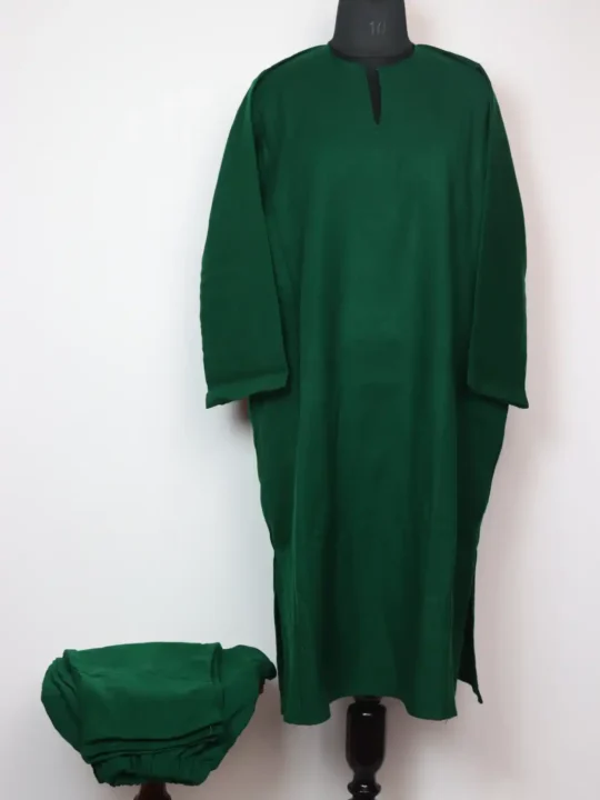 Plain 2pc Pheran Set in Green Cashmilon Wool