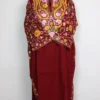 Maroon Pheran Raffal Wool Bushra with Sleeve Jaal Aari Work