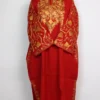 Bushra Red Raffal Wool Loose Pheran with Sleeve Jaal Aari Work