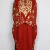 Chilly Red Loose Pheran Raffal Wool with Sleeve Jaal Aari Work Bushra