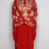 Red Loose Pheran Raffal Wool Bushra with Sleeve Jaal Aari Work
