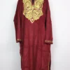 Kashmiri Zehba Maroon Aari Work Loose Pheran in Velvet