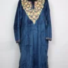 Blue Kashmiri Zehba Aari Work Loose Pheran in Velvet