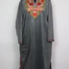Bareka Kashmiri Aari Work Pheran in Grey Velvet