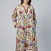White Raffal Wool Luxe Hand Aari Jama Embroidery Pheran