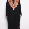 Black Nazneen Cashmilon Wool Pheran with Posh Aari Embroidery