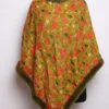 Forest Green Fur Poncho in Cashmilon Wool with Jaal Aari Work Huriya