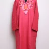 Woolen Pink Pheran Anha with Aari Work in Cashmilon
