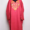 Aari Embroidered Loose Pheran in Pink Cashmilon Wool Laila