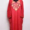 Nazneen Red Pink Pheran in Cashmilon Wool with Aari Work