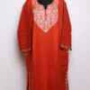 Rustic Orange Pheran with Aari Work in Cashmilon Wool Zysha