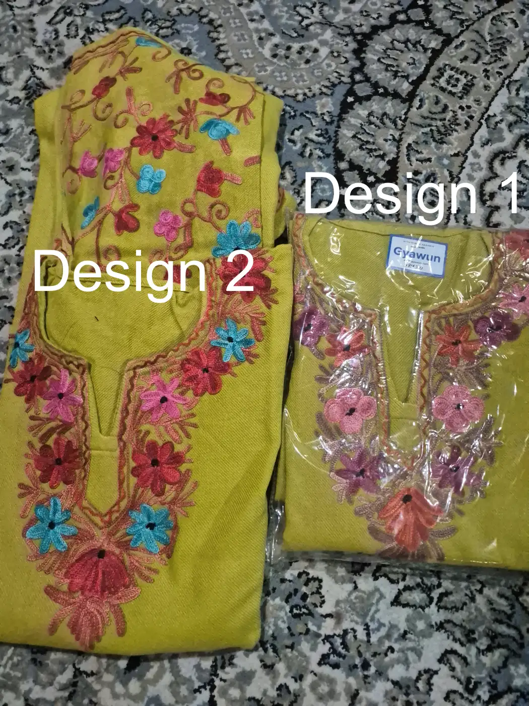 Pear Green Pheran Maya in Cashmilon Wool with Sleeve Jaal Aari Work - Image 4