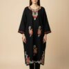 Cashmilon Wool Black Pheran with Booti Aari and Zari Embroidery Badamwari