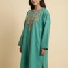 Sea Green Cashmilon Wool Pheran with Aari Embroidery Lolaab