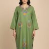 Badamwari Aari and Zari Booti Embroidery Pastel Green Pheran in Cashmilon Wool