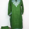 Forest Green Long Kurti Set in Cashmilon Wool with Aari Embroidery