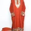 Rustic Orange Cashmilon Wool 2pc Pheran Set with Aari Embroidery Razia