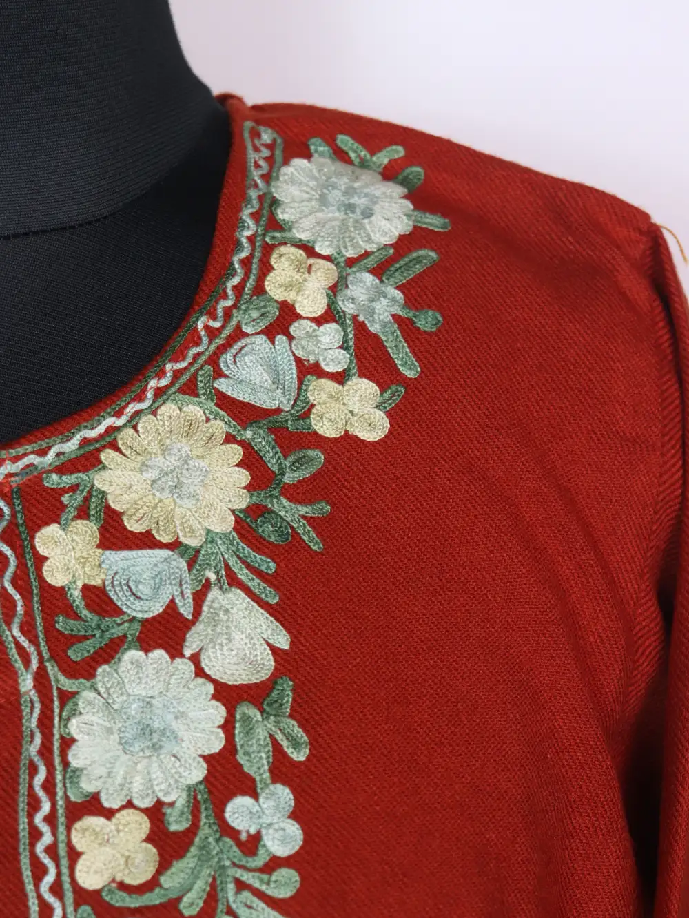 Rustic Orange Cashmilon Wool 2pc Pheran Set with Aari Embroidery Razia - Image 3