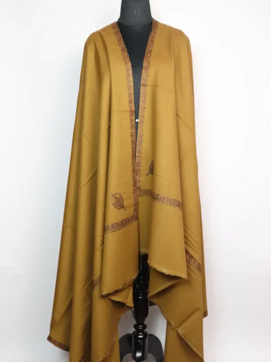 Kashmiri Mens Brown Shawl Cashmilon Wool with Hand Sozni Work Zohaib