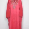 Nazneen Pink Loose Pheran with Hand Sozni Work in Raffal Wool