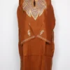 Rustic Brown Raffal Wool Pheran with Hand Sozni Tilla Work Sana