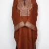 Nazakat Raffal Wool Pheran Brown with Hand Sozni and Tilla Embroidery