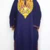 Navy Blue Cashmilon Wool Pheran with Aari Embroidery Khushboo